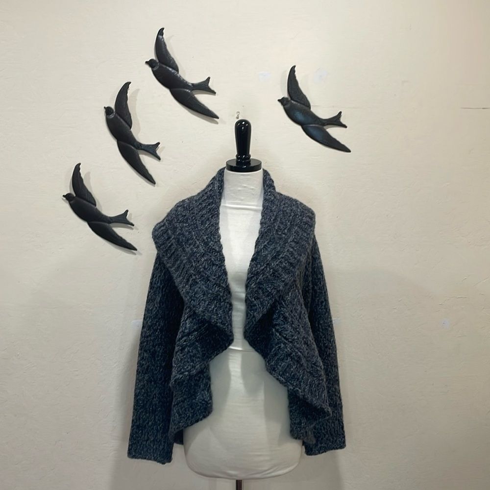 Anthropologie Elsamanda Wool Blend Shawls Collar Open Waterfall Cardigan - M - Picture 13 of 13